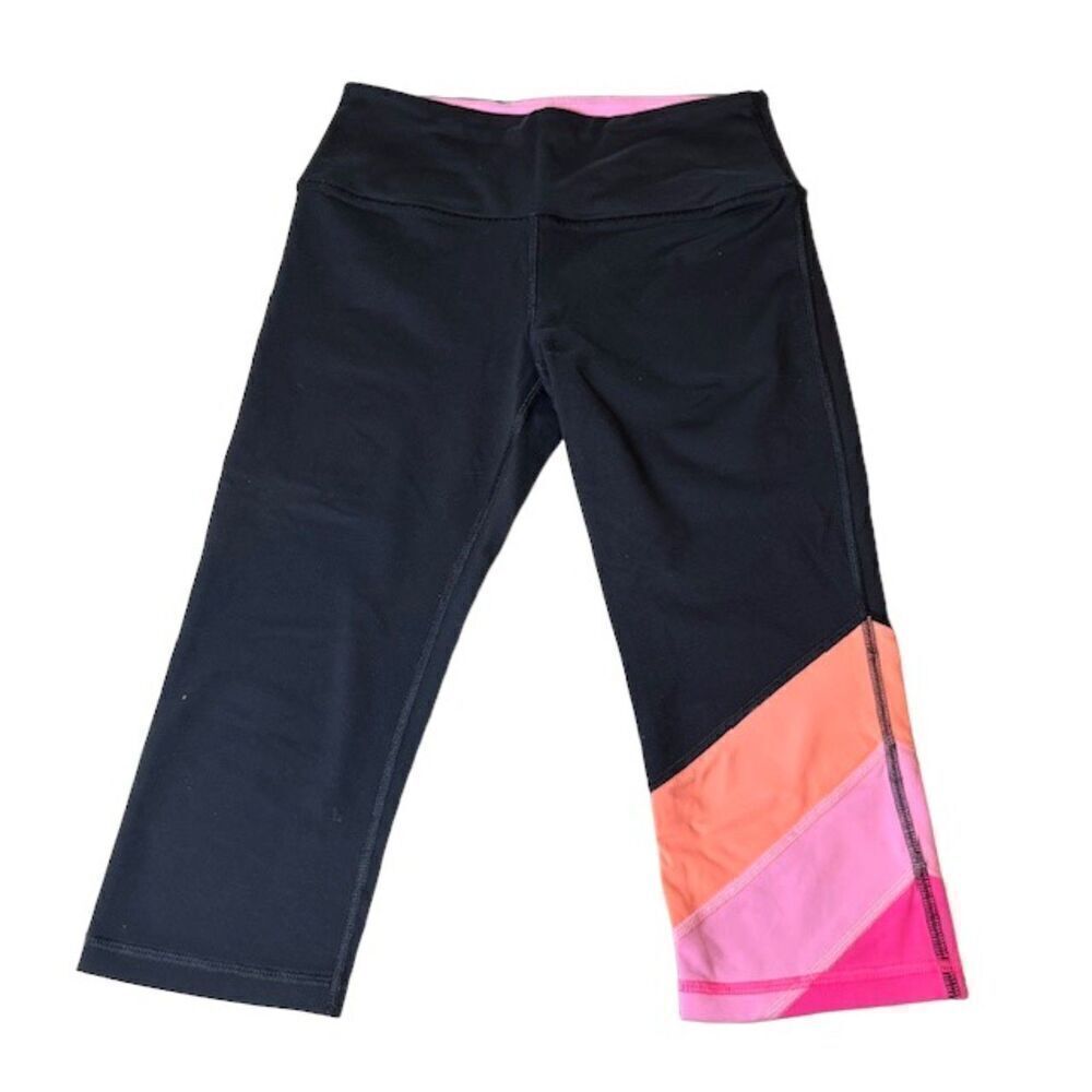 Victoria's Secret VSX‎ Leggings Black with orange and pink Crop Size Small
